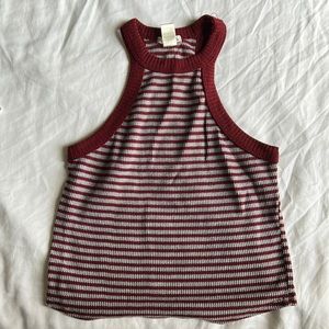 Bozzolo Gray and Red Halter Crop Top